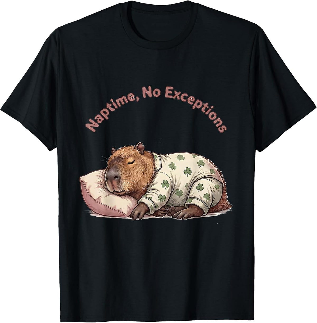 Men's Naptime No Exceptions Cute Kawaii Capybara Pajama Gift T-Shirt - Black