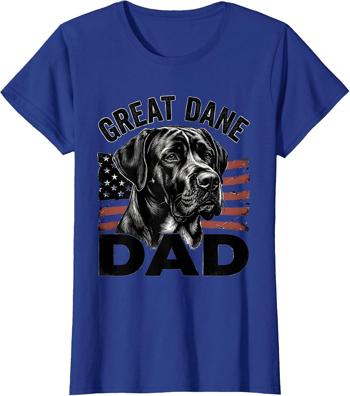 Women's Great Dane Dad Patriotic Dog Breed Dad American Flag 4th T-Shirt - Royal Blue