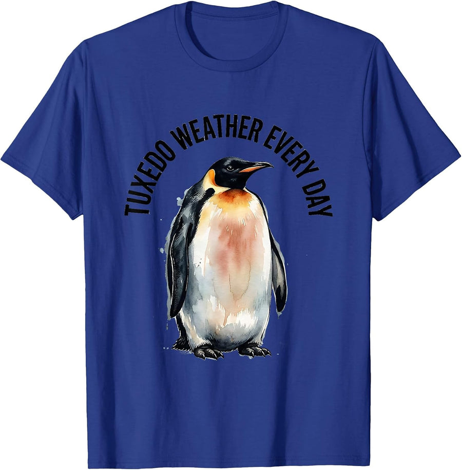 Tuxedo Weather Every Day Formal Style Design T-Shirt - Royal Blue