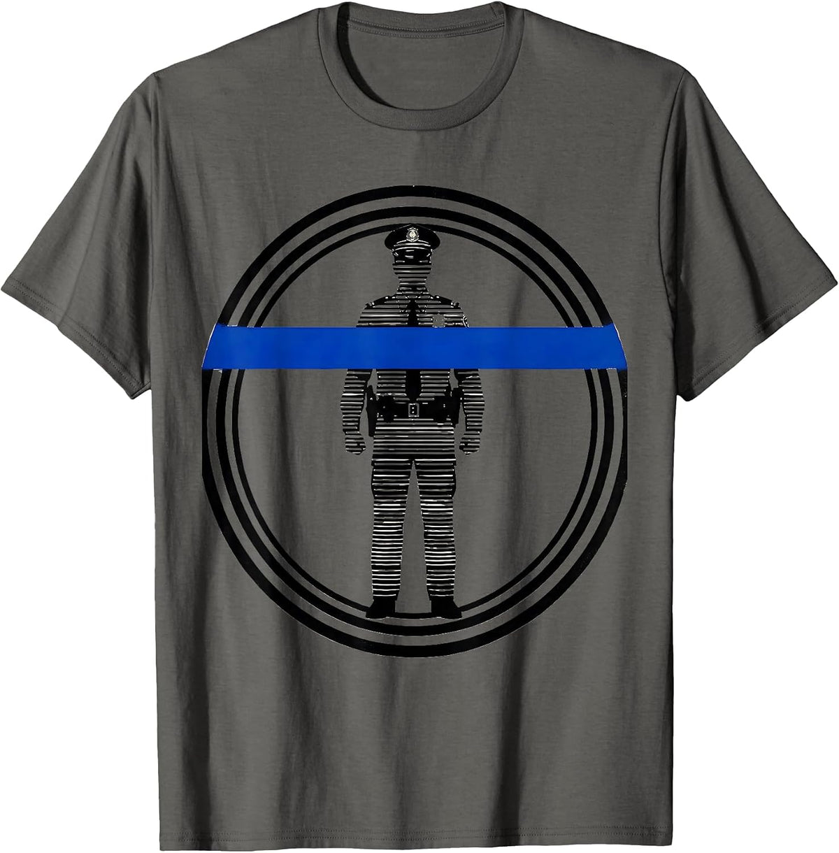 Men's Sealed Thin Blue Line Police Officer Tribute T-Shirt - Asphalt Grey