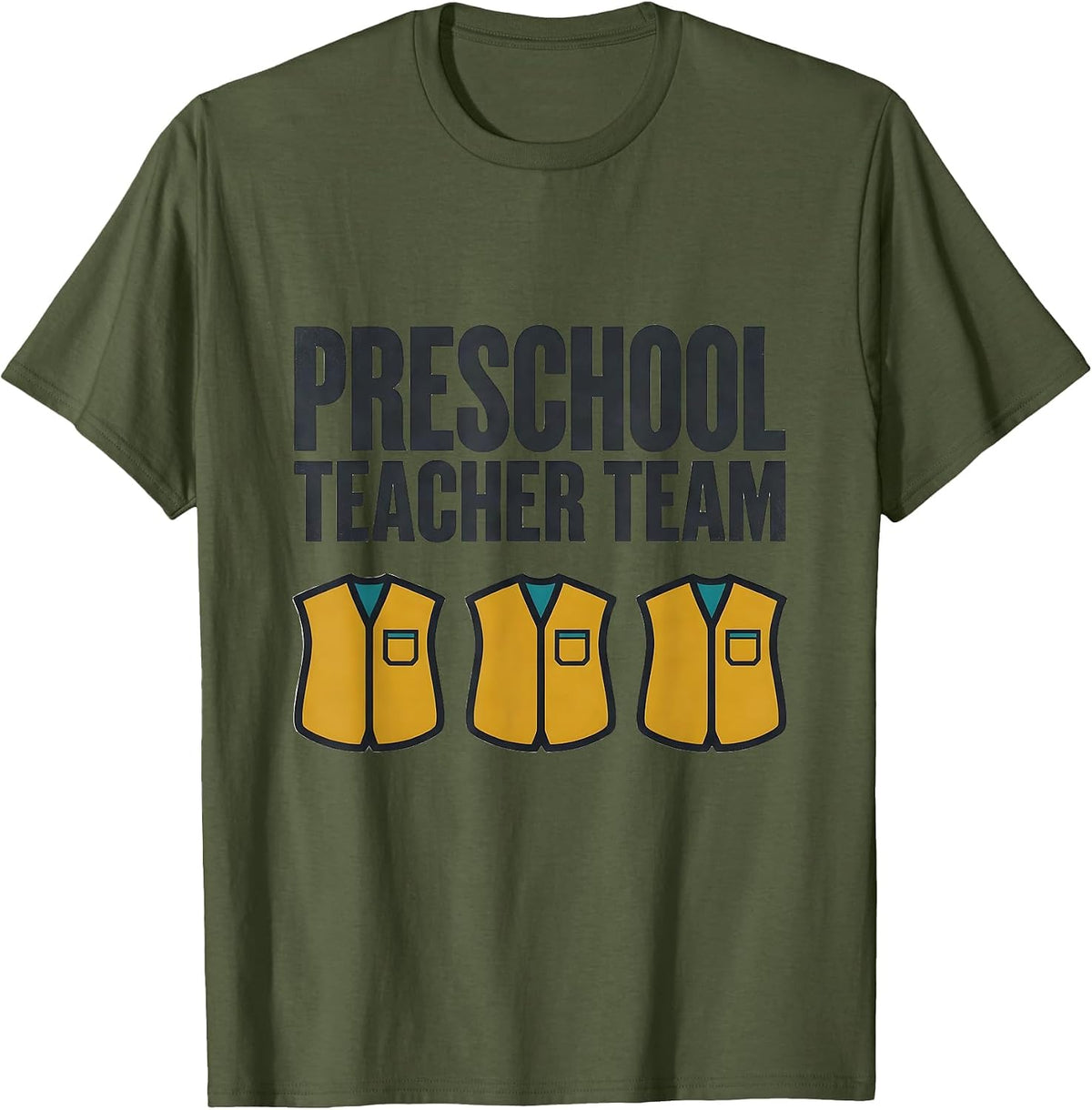 Men's Preschool Teacher Team Midcentury Modern Childcare Staff T-Shirt - Olive Green