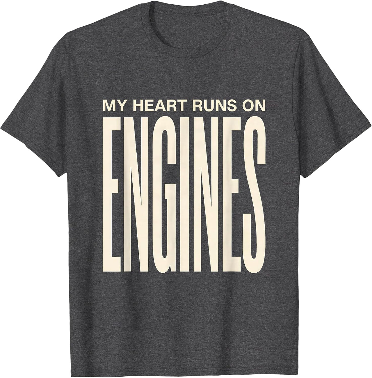 My Heart Runs On Engines Funny Car Guy Auto Mechanic Gift T-Shirt - Dark Heather Grey