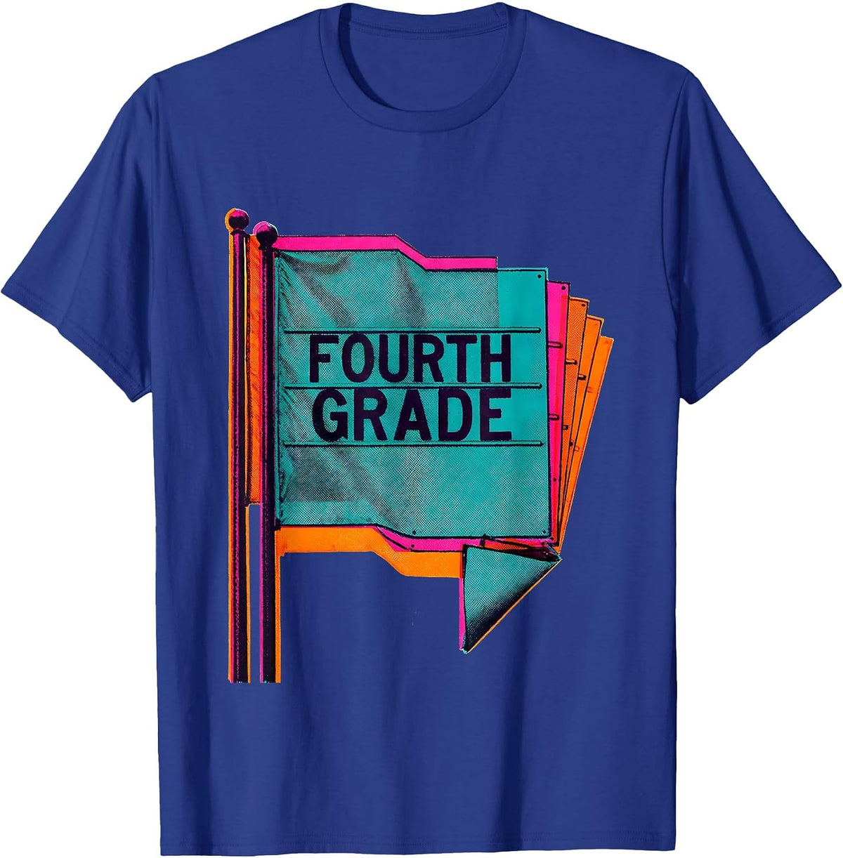 Fourth Grade Cute Preppy Girls Back To School Risograph T-Shirt - Royal Blue