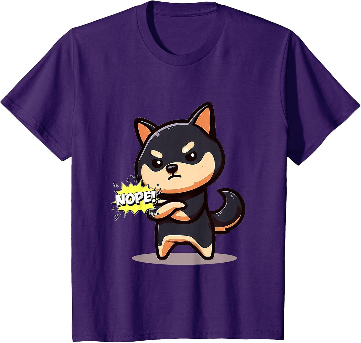 Nope Stubborn Black and Tan Shiba Inu T-Shirt - Purple