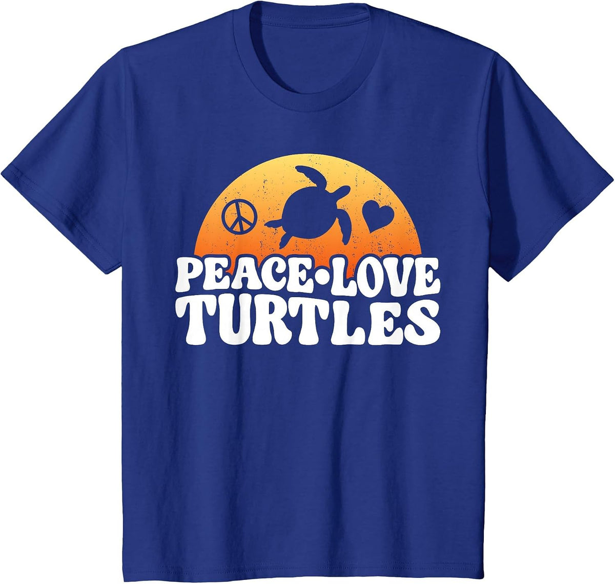Sea Turtle Tortoise Peace Love Turtles T-Shirt - Royal Blue
