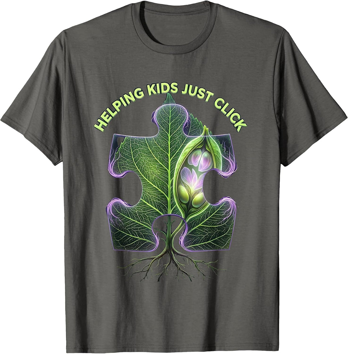 Helping Kids Just Click Occupational Therapy T-Shirt - Asphalt Grey
