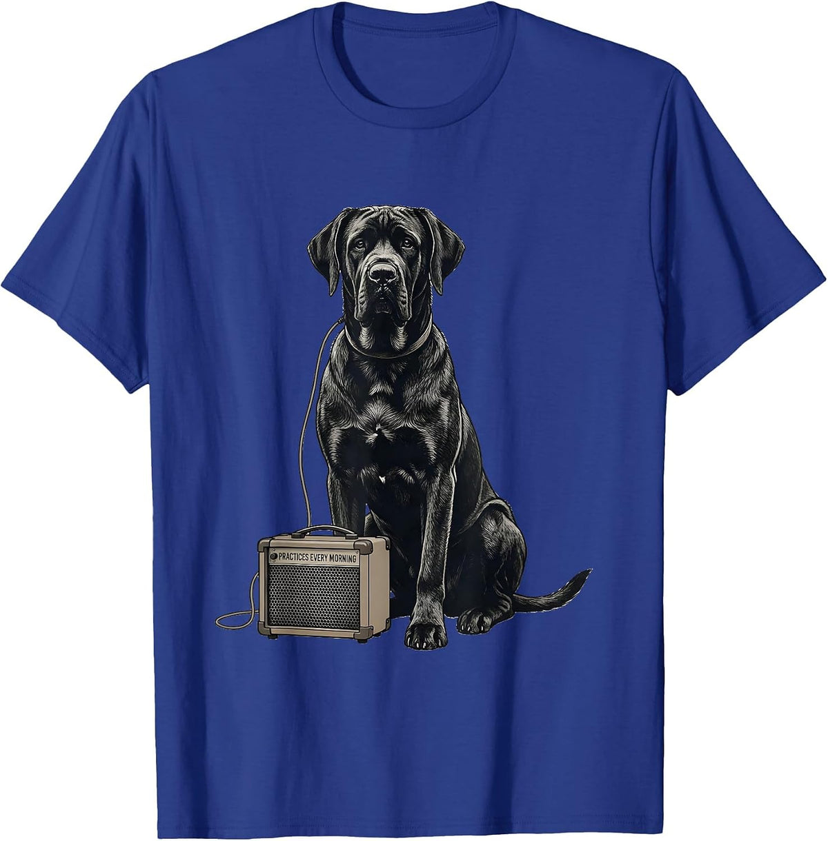 Practices Every Morning Great Dane Rock Guitarist Dog Lover T-Shirt - Royal Blue