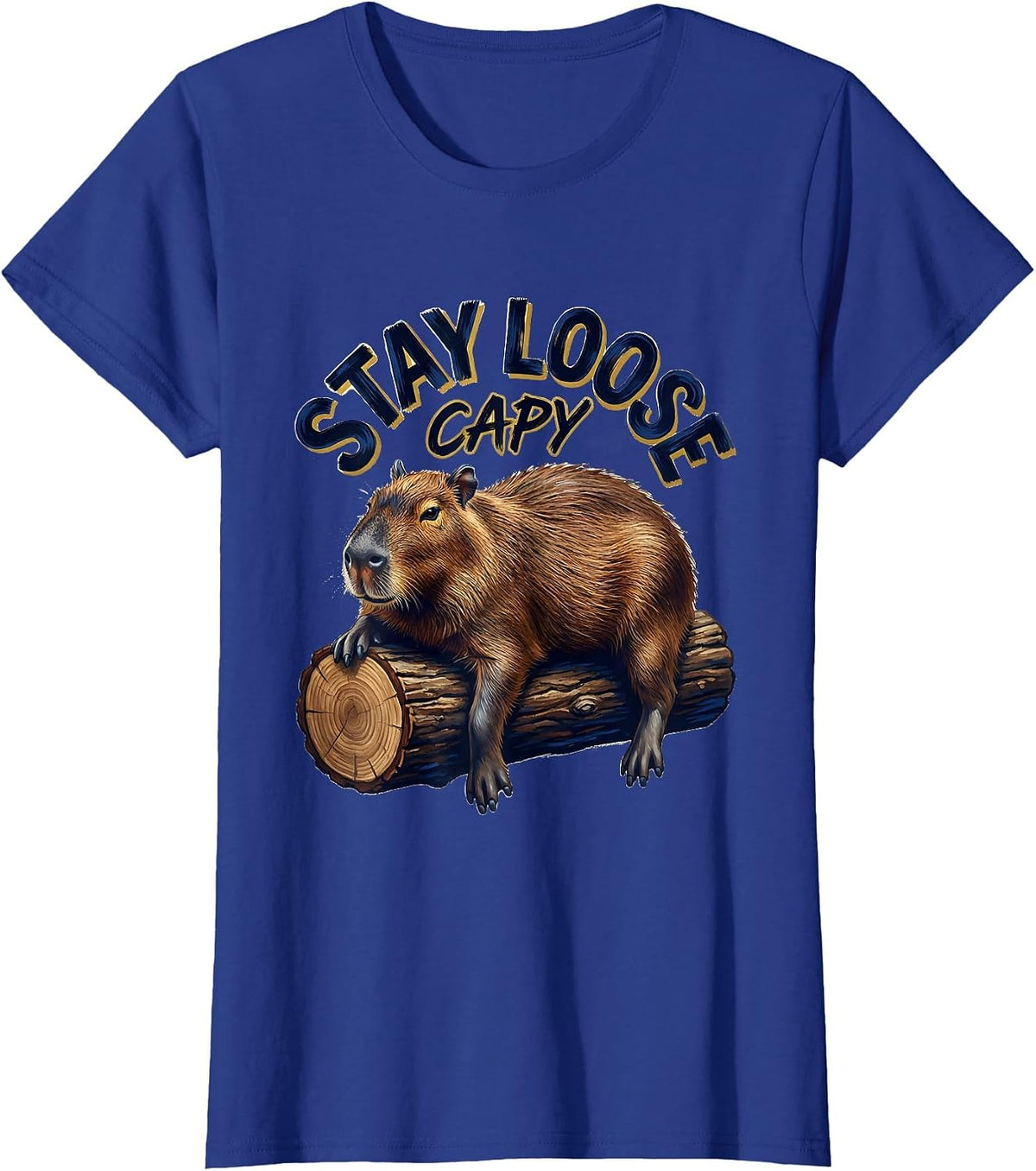 Women's Stay Loose Capy Funny Capybara Meme Animal Humor T-Shirt - Royal Blue
