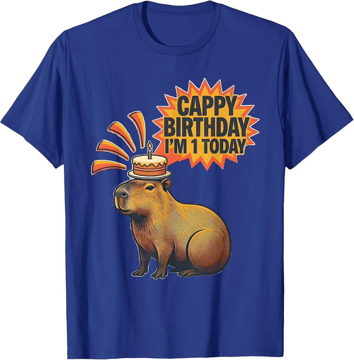 Men's Cappy Birthday I'm 1 Today Funny Capybara Kawaii Birthday T-Shirt - Royal Blue