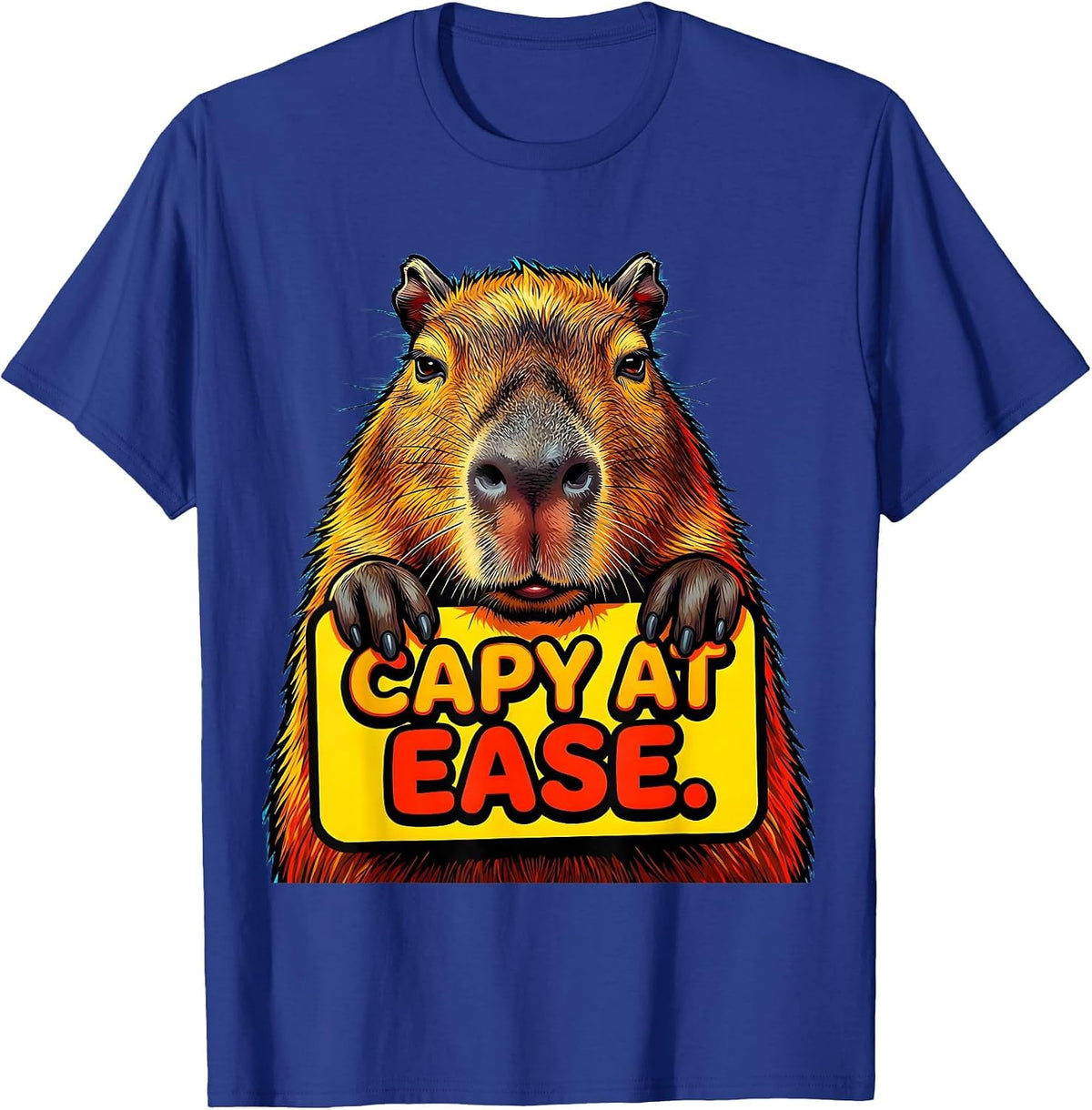 Men's Capy At Ease Pop Art Funny Capybara Meme Gamer T-Shirt - Royal Blue