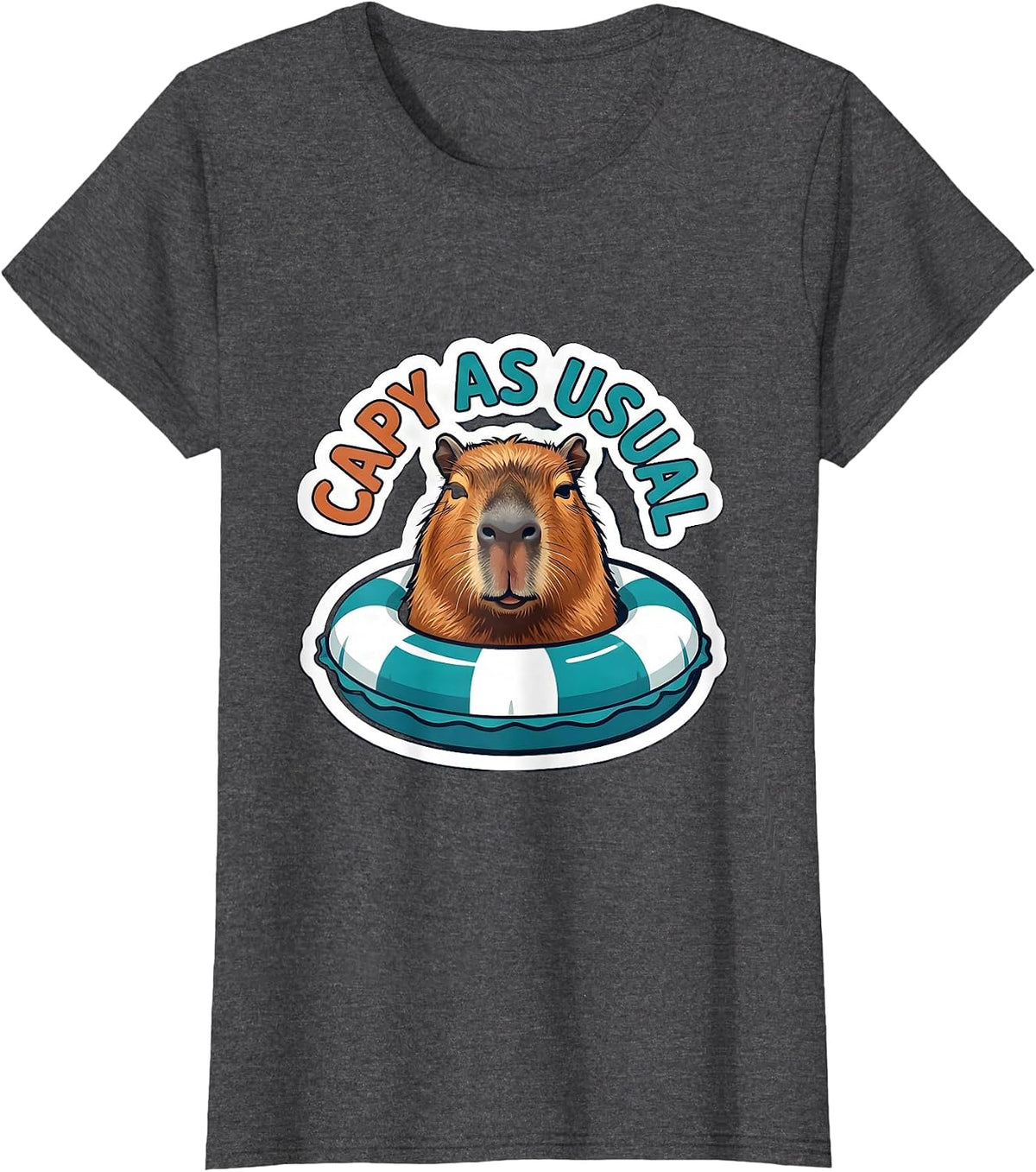 Women's Capy As Usual Funny Capybara Meme Gamer Humor T-Shirt - Dark Heather Grey