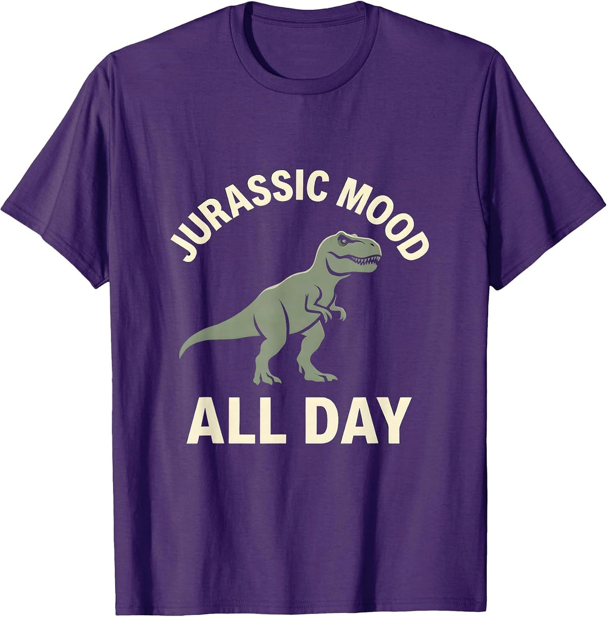 Jurassic Mood All Day Dinosaur Graphic Design T-Shirt - Purple