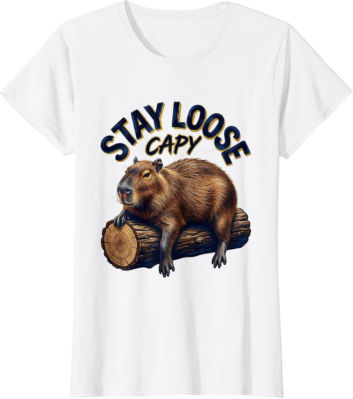 Women's Stay Loose Capy Funny Capybara Meme Animal Humor T-Shirt - White