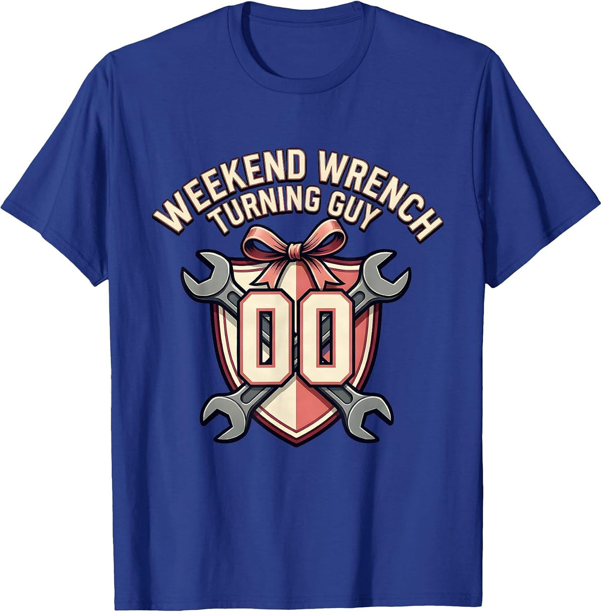 Men's Weekend Wrench Turning Guy Car Mechanic Design T-Shirt - Royal Blue