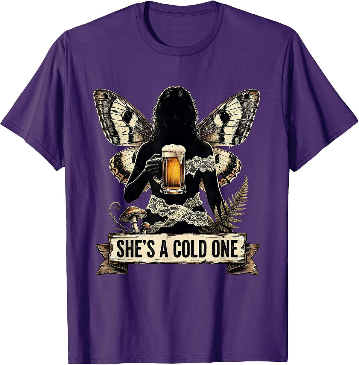 Men's She's a Cold One Beer Lover Graphic Design T-Shirt - Purple