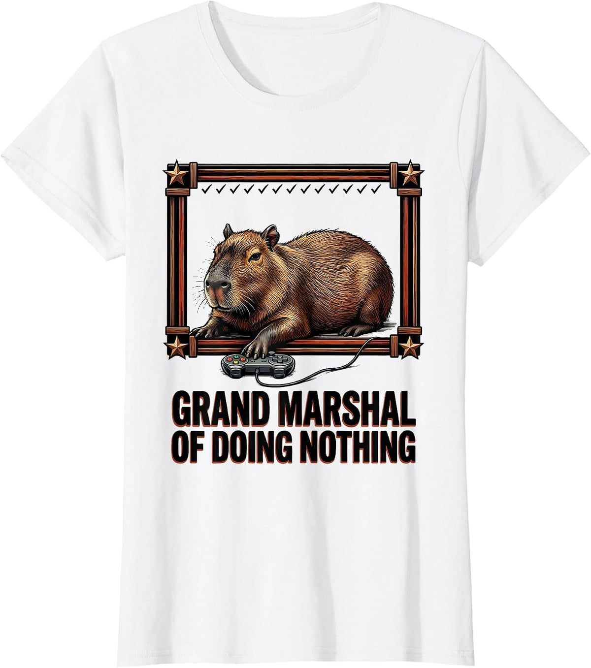 Grand Marshal of Doing Nothing Funny Capybara Gamer Meme T-Shirt - White