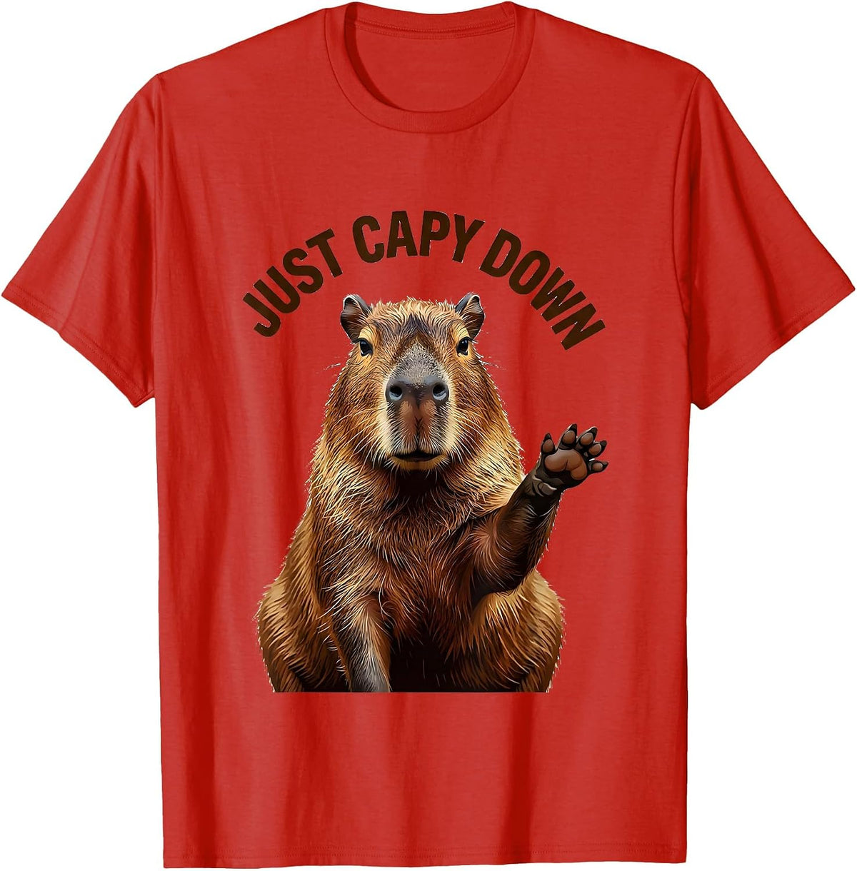 Men's Just Capy Down Funny Capybara Meme Animal Humor T-Shirt - Red
