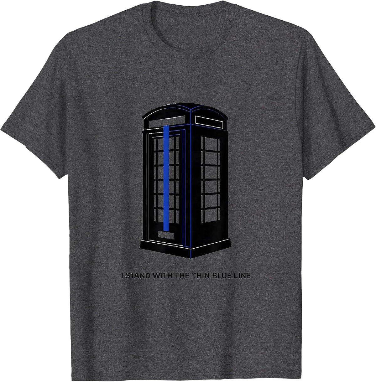 I Stand With The Thin Blue Line Vintage Police Support T-Shirt - Dark Heather Grey