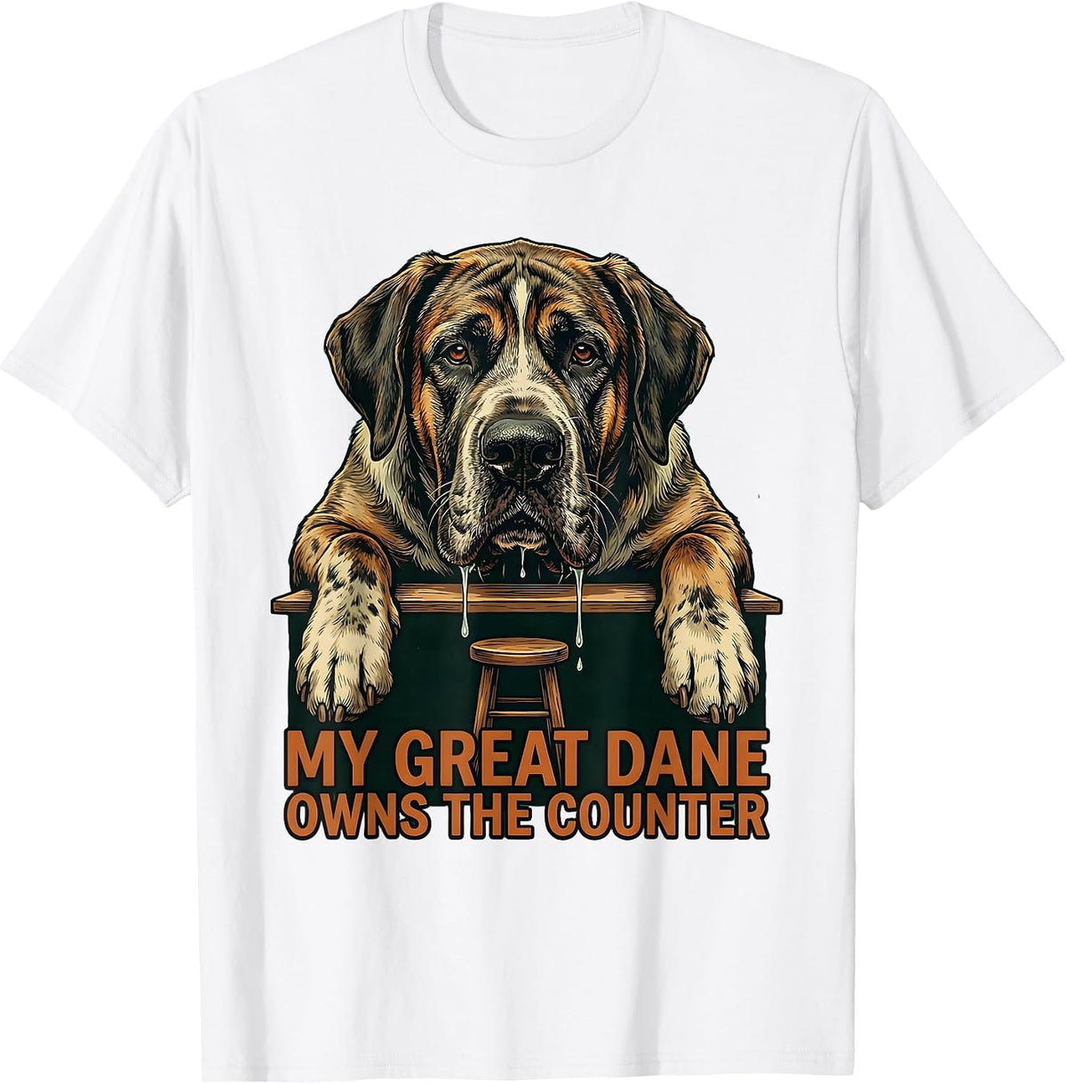 Men's My Great Dane Owns The Counter Vintage Funny Dog Mom Dog Dad T-Shirt - White