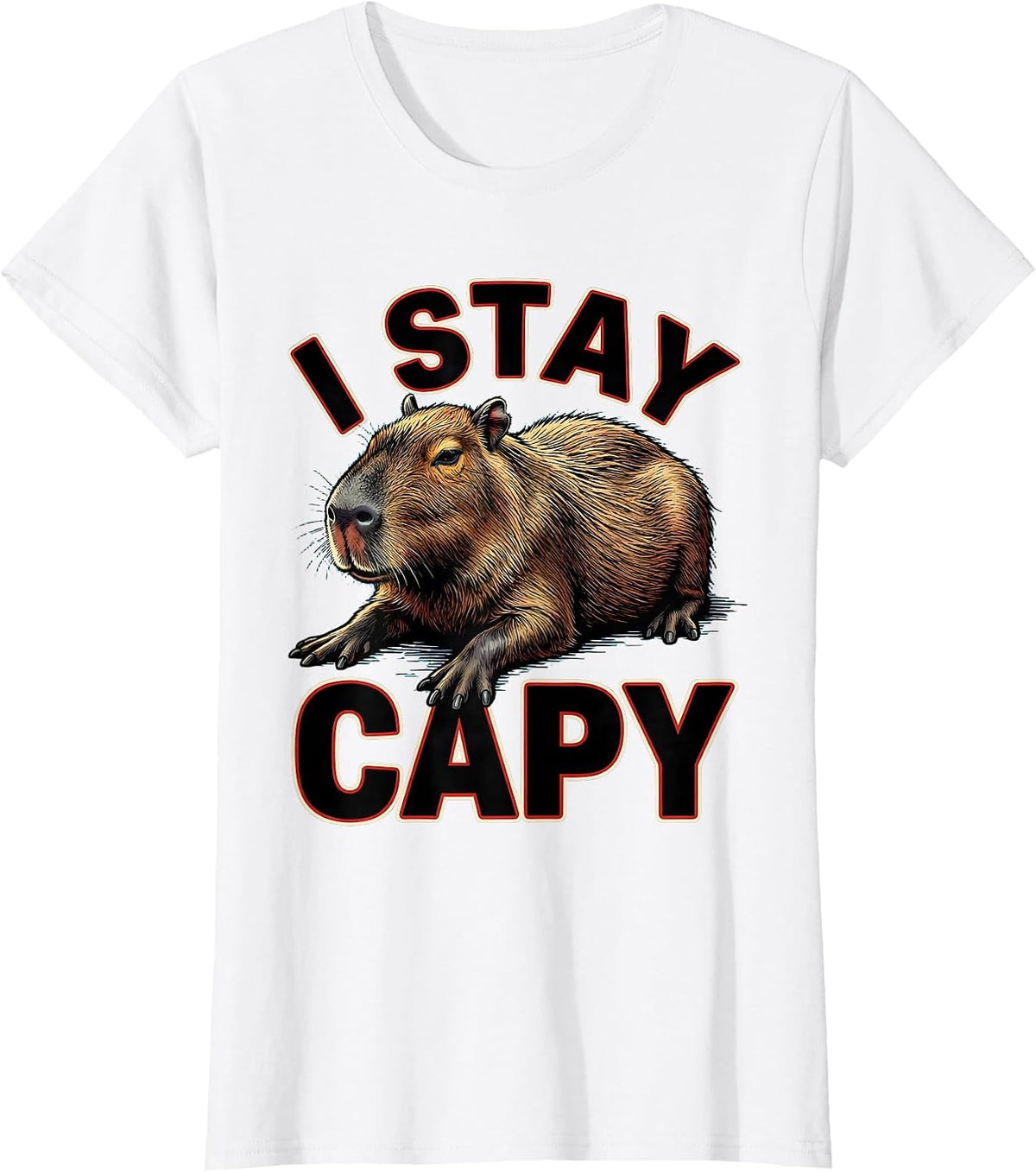 I Stay Capy Funny Capybara Animal Meme Humor T-Shirt - White