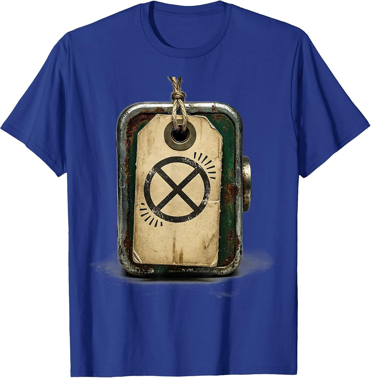 Weathered Inspection Tag Vintage Science Humor Teacher T-Shirt - Royal Blue