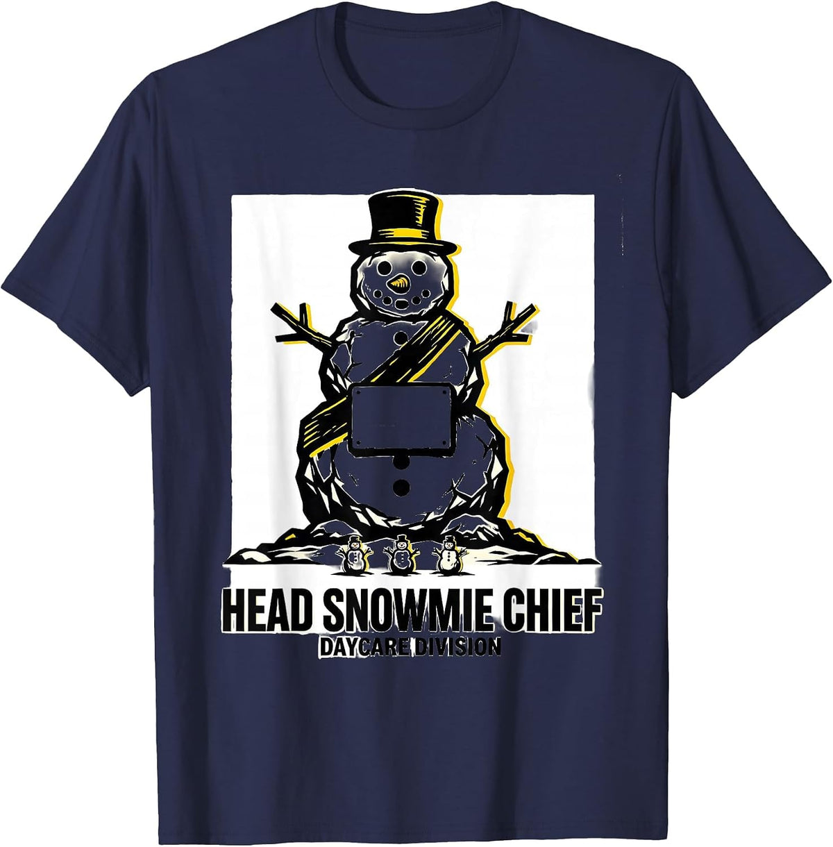 Head Snowmie Chief Daycare Division Funny Teacher Christmas T-Shirt - Navy Blue