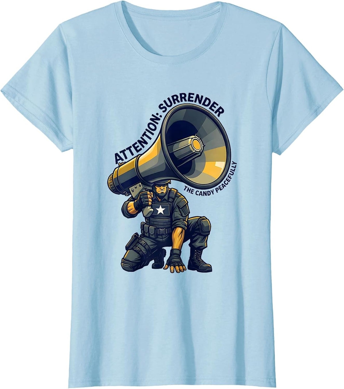 Attention: Surrender The Candy Peacefully Police Costume T-Shirt - Baby Blue