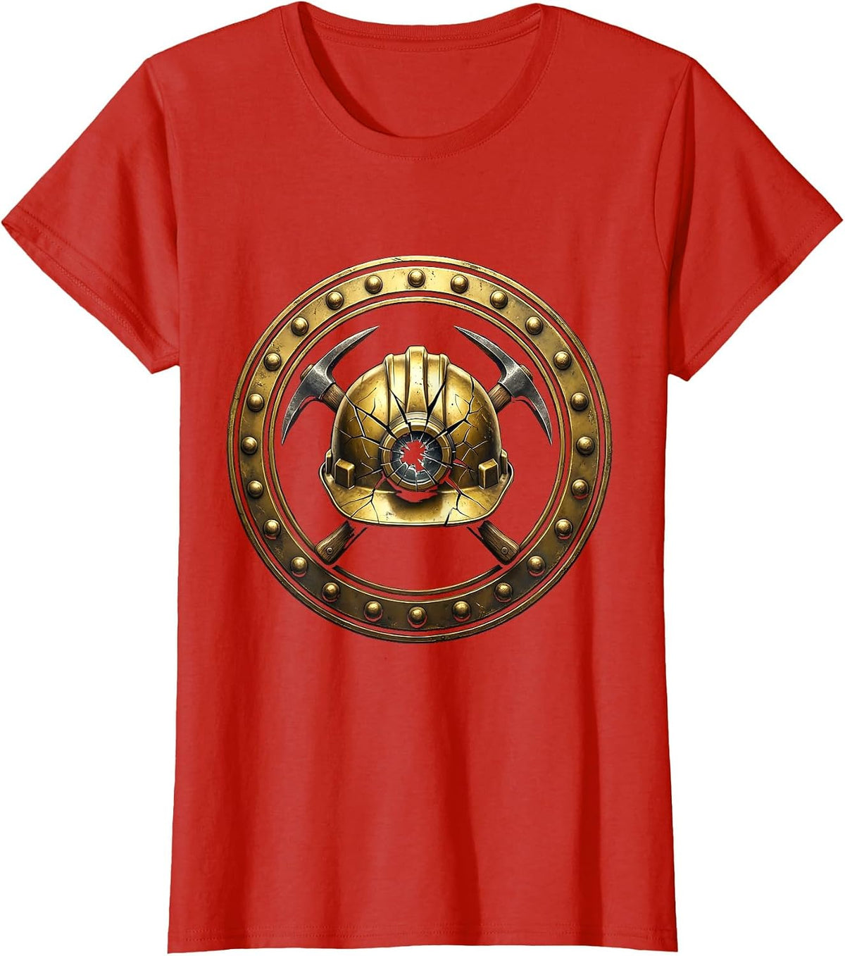 Labor Day Coal Miner Helmet Graphic T-Shirt - Red
