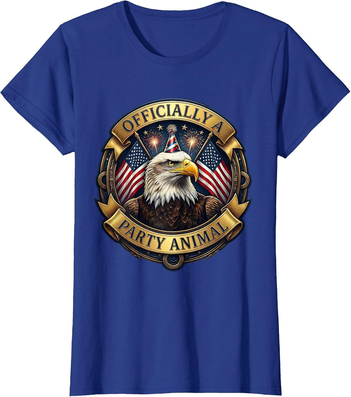 Women's Officially a Party Animal Fun Celebration Design T-Shirt - Royal Blue