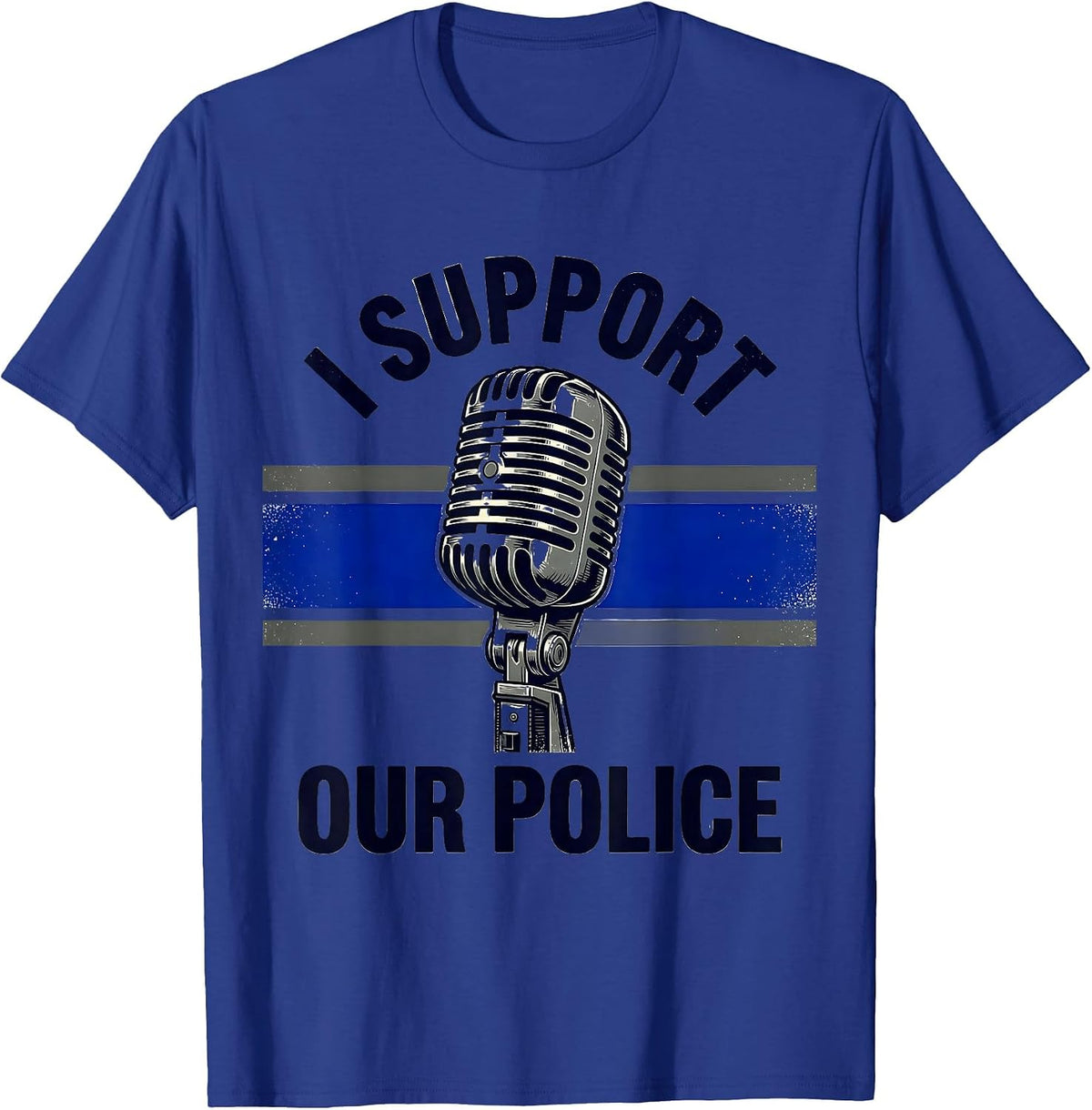 Men's I Support Our Police Vintage Thin Blue Line Police Supporter T-Shirt - Royal Blue