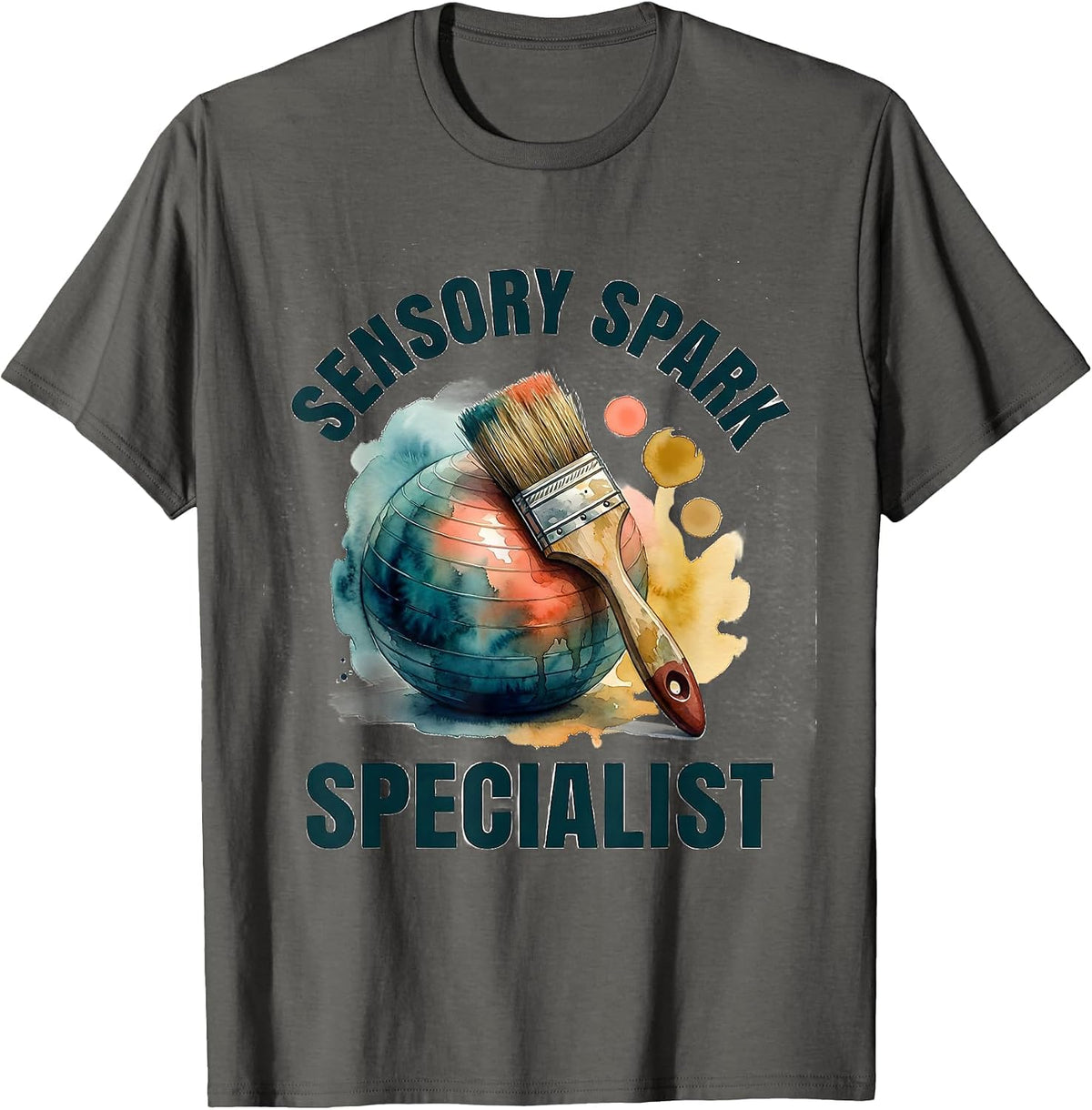Men's Sensory Spark Specialist Occupational Therapy Watercolor T-Shirt - Asphalt Grey