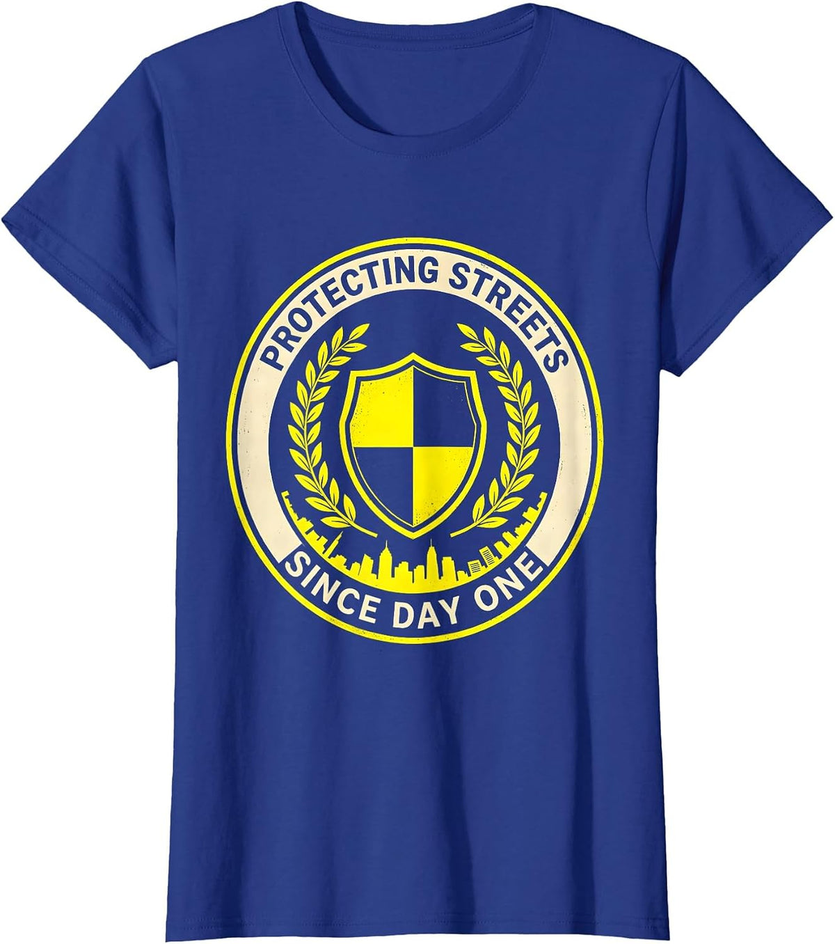 Women's Protecting Streets Since Day One Police Design T-Shirt - Royal Blue