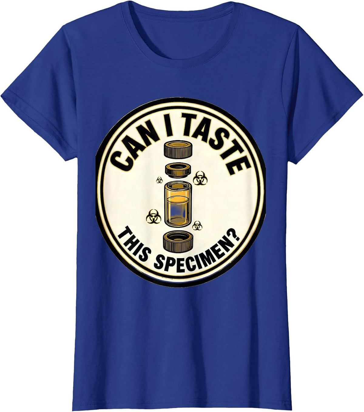 Women's Can I Taste This Specimen Funny Periodic Table Science T-Shirt - Royal Blue