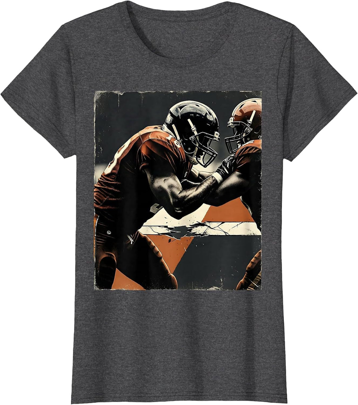 Women's Lineman Distressed Football Humor Player Gift T-Shirt - Dark Heather Grey
