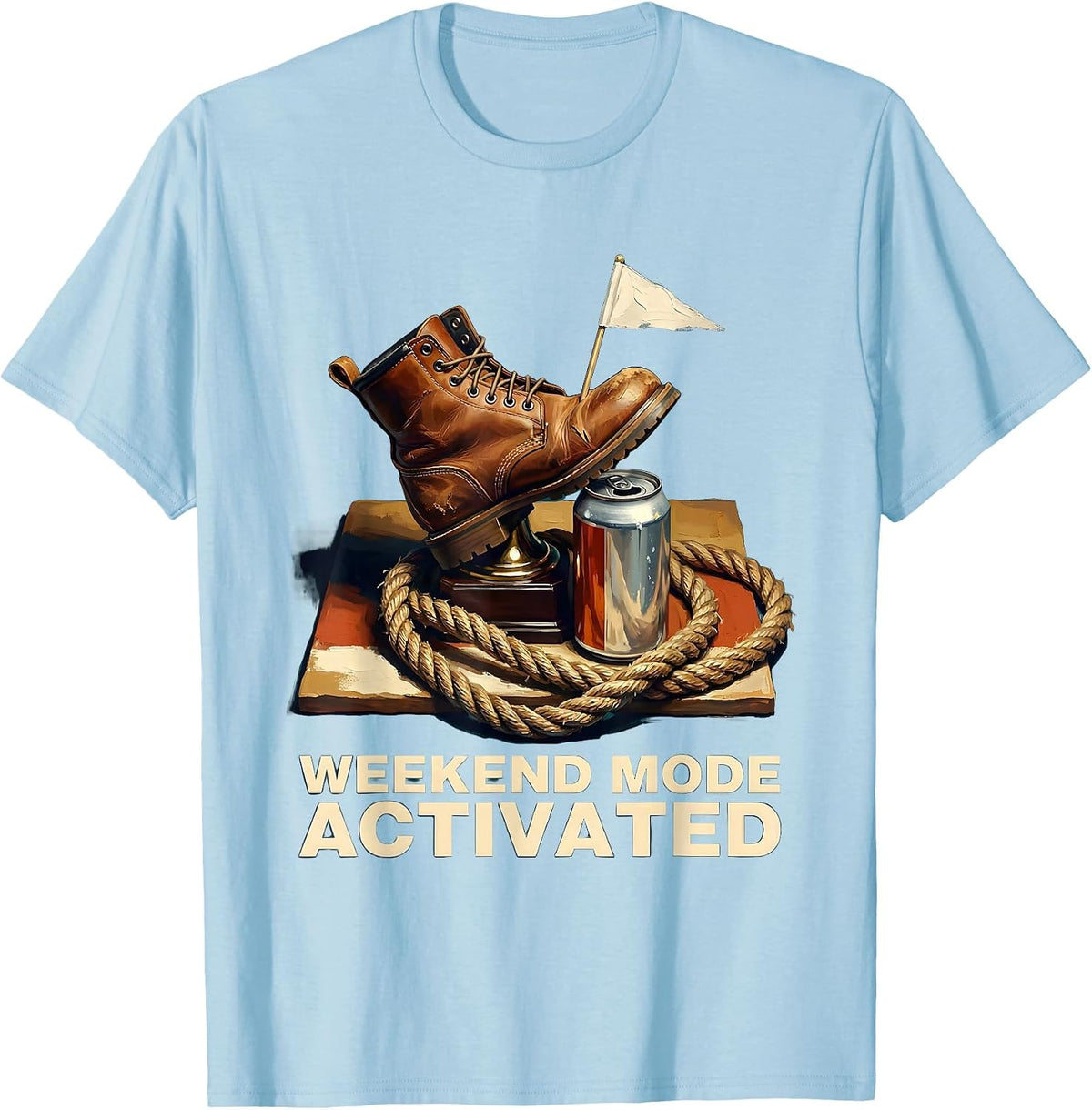 Weekend Mode Activated Labor Day Graphic T-Shirt, Men, Baby Blue, Medium - As Pictured