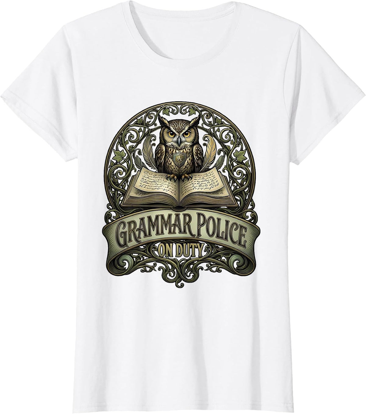 Grammar Police On Duty English Teacher Design T-Shirt - White