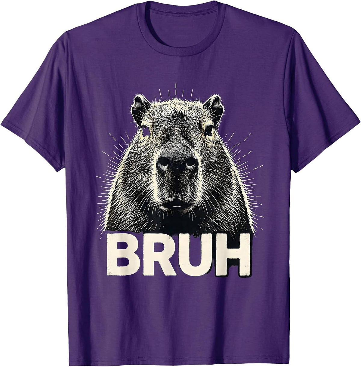 Bruh Funny Capybara Meme Animal Lover Humor T-Shirt - Purple