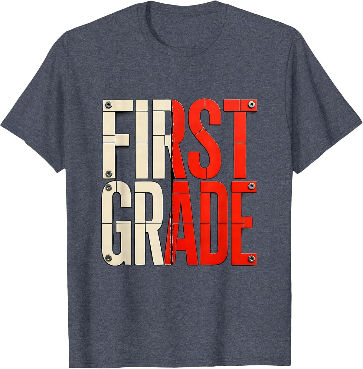 First Grade Camo Back To School Boys Grade Badge T-Shirt - Heather Blue
