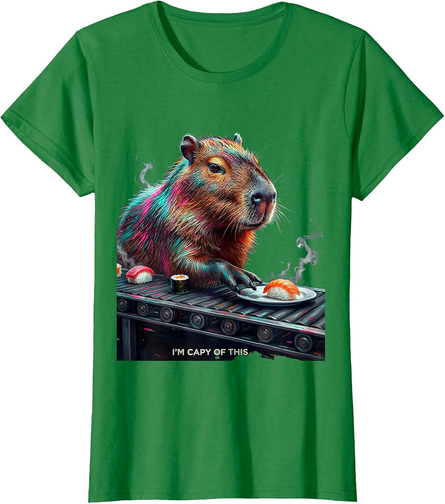 Women's I'm Capy Of This Funny Capybara Meme Animal Lover Novelty T-Shirt - Kelly Green