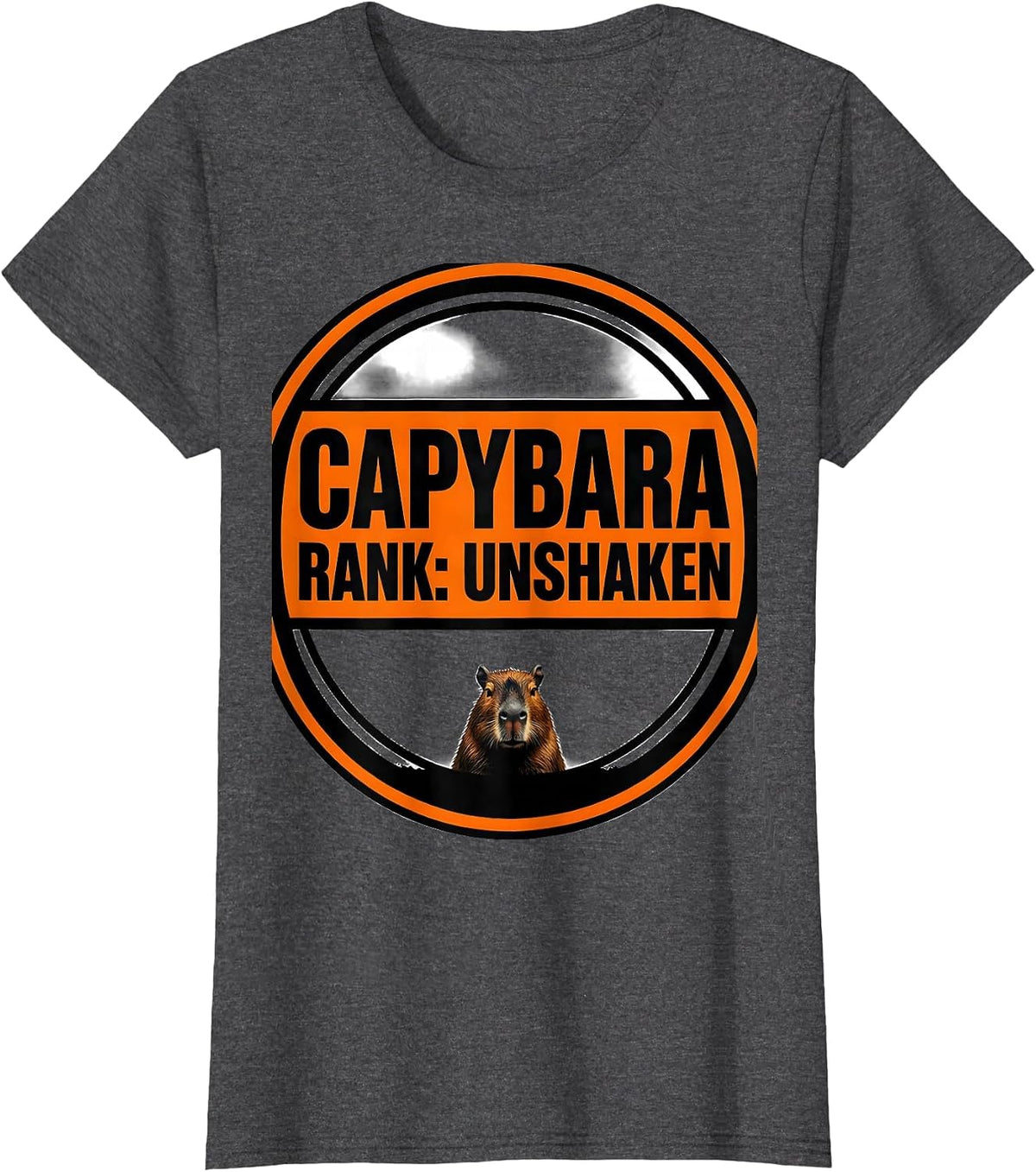 Women's Capybara — Rank: Unshaken Brutalist Animal Humor T-Shirt - Dark Heather Grey
