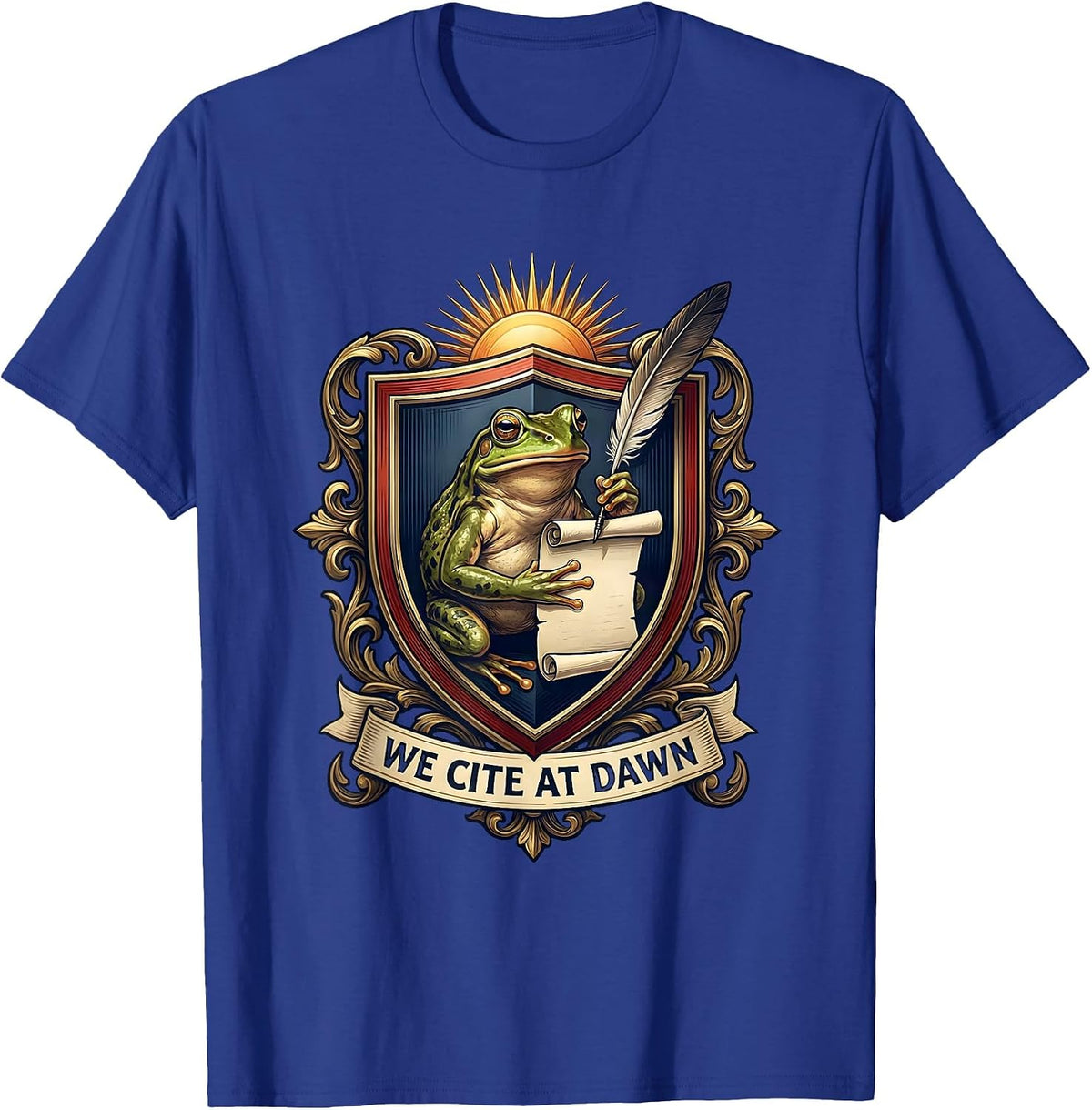 We Cite At Dawn Funny Frog Teacher English Reader Humor T-Shirt - Royal Blue