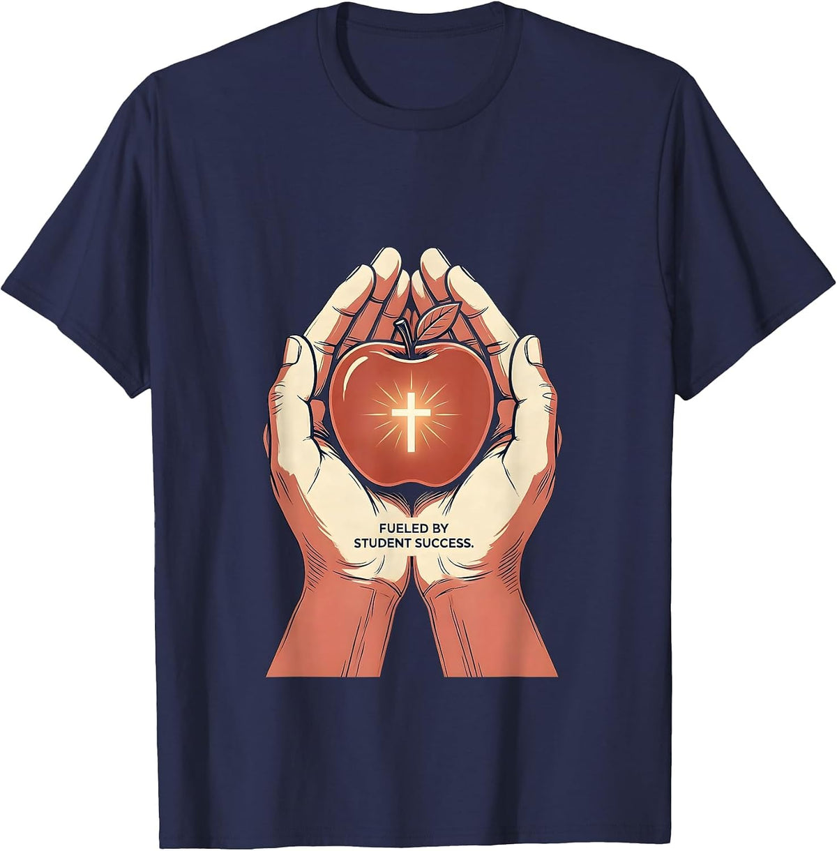 Men's Fueled By Student Success 4th Grade Teacher T-Shirt - Navy Blue
