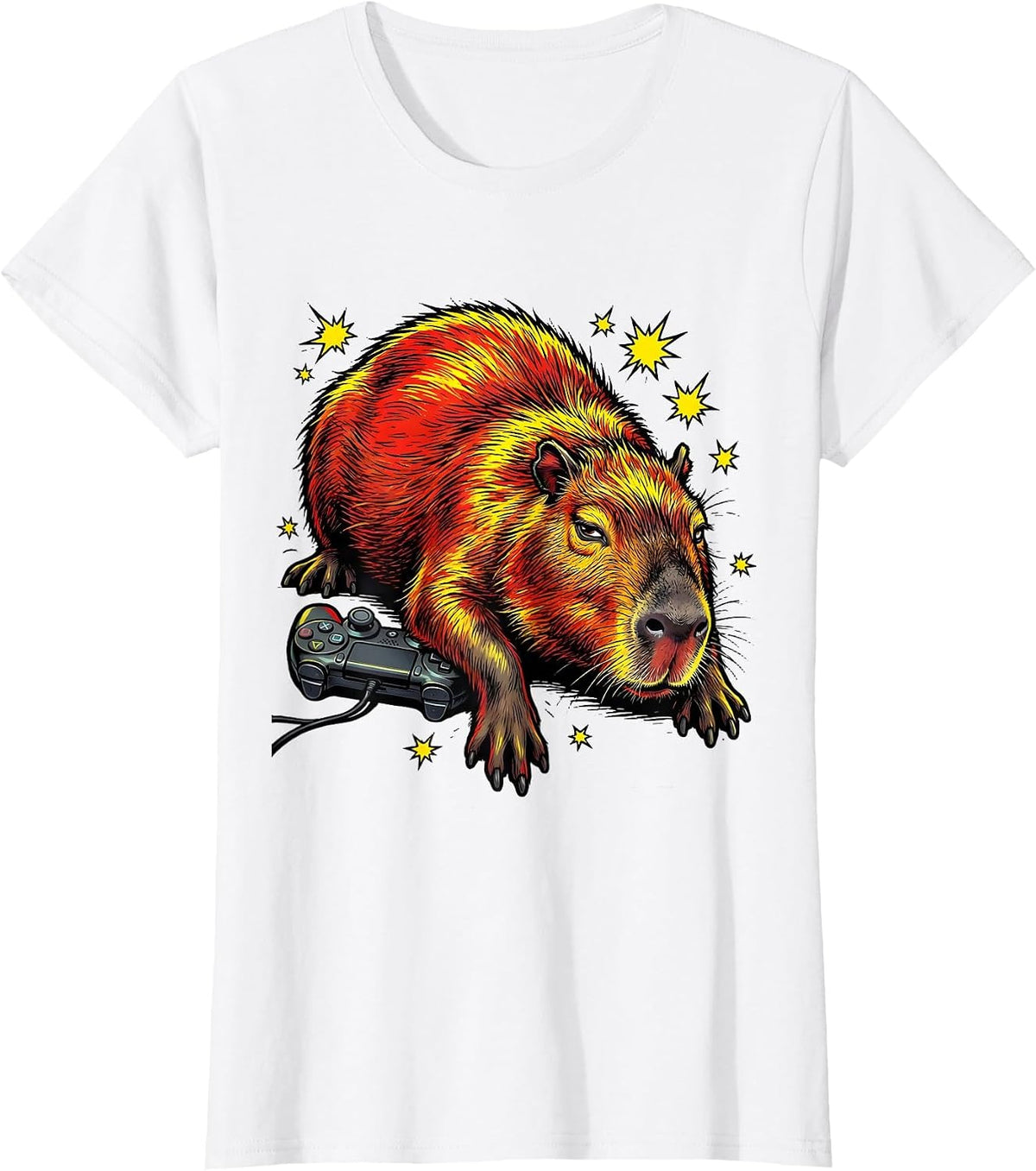 Women's Capybara Comic Book Video Games Humor T-Shirt - White