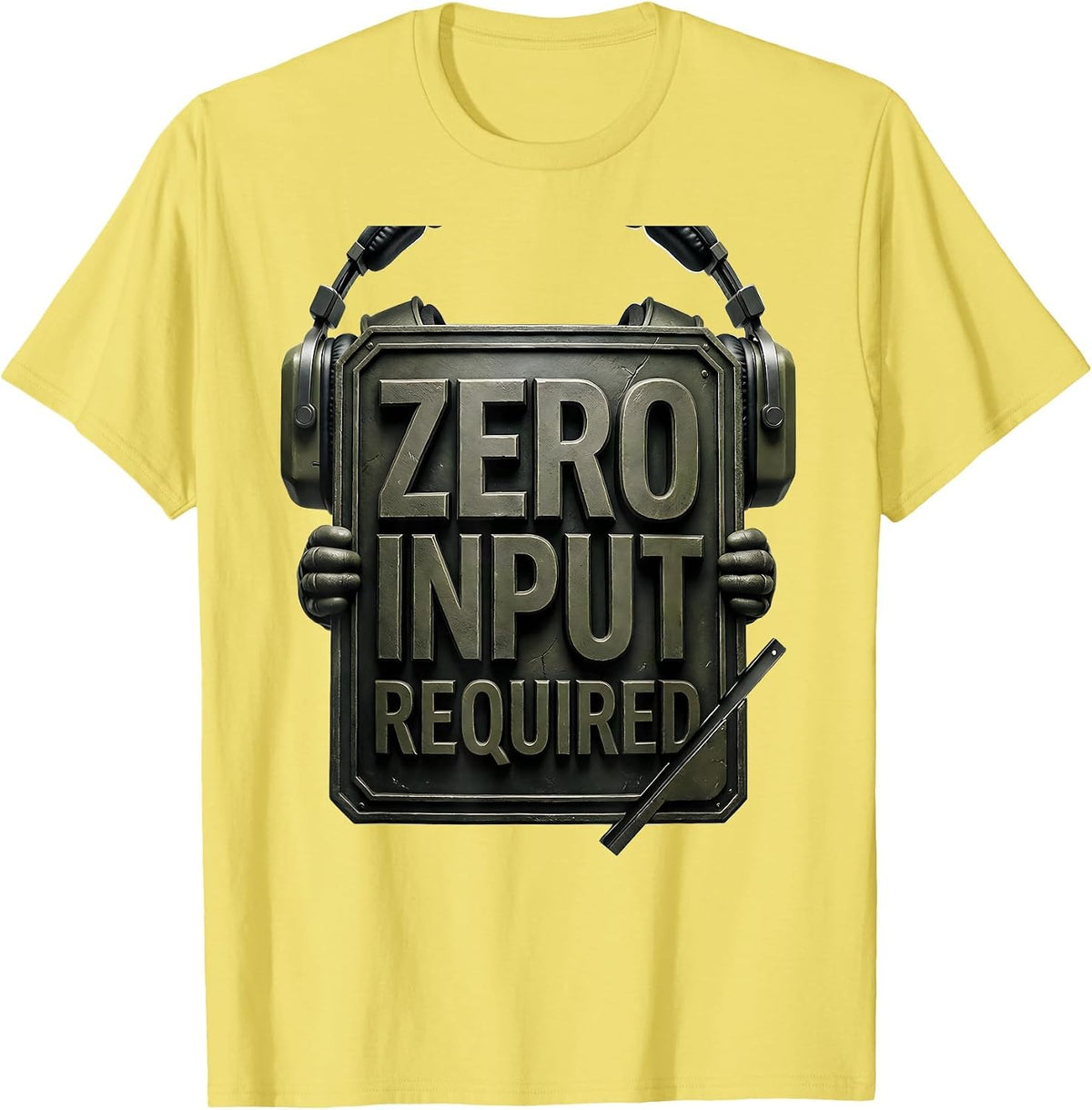 Men's Zero Input Required Funny Capybara Gamer Meme Humor T-Shirt - Lemon Yellow