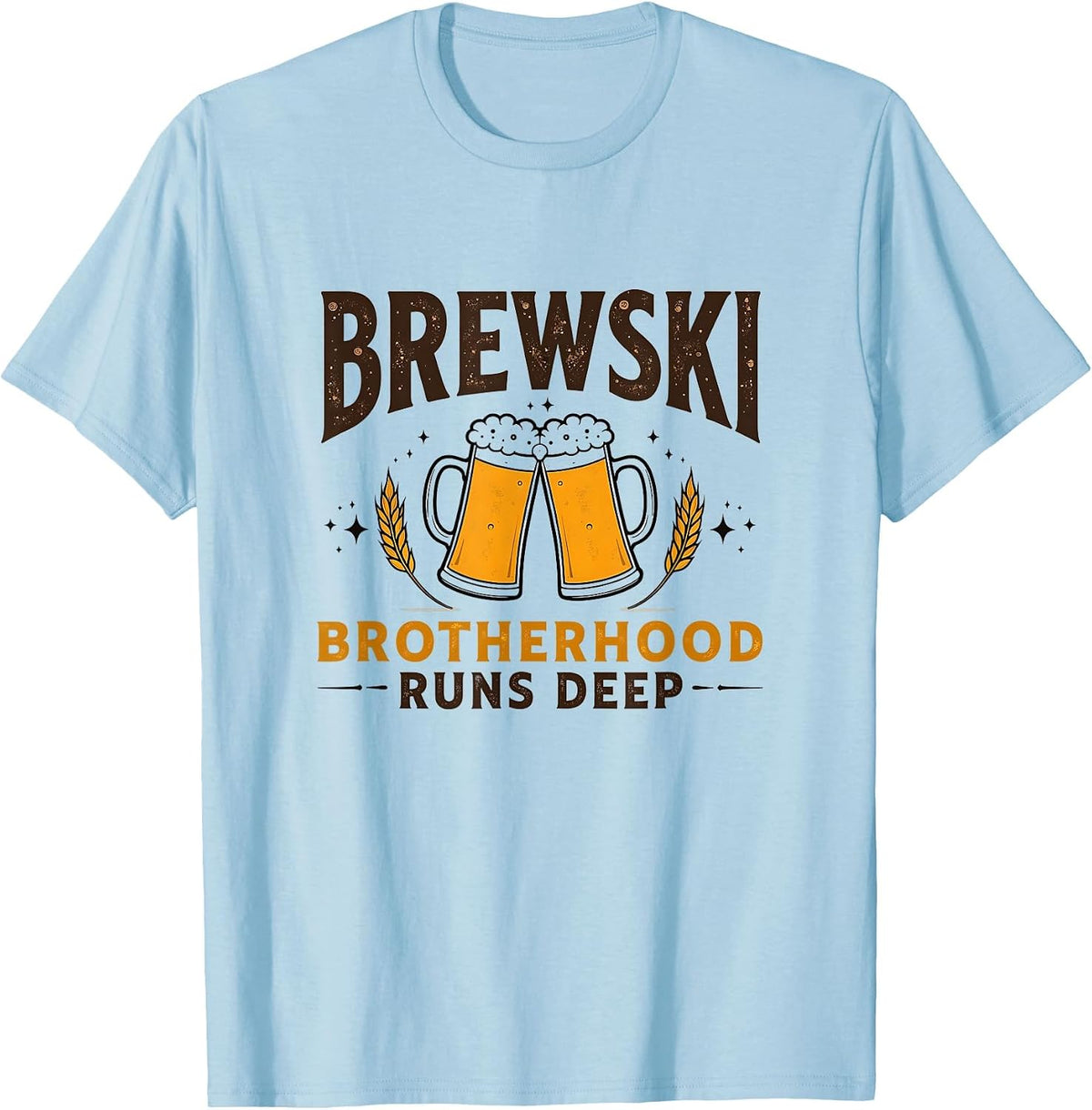 Brewski Brotherhood Runs Deep Beer Design T-Shirt - Baby Blue