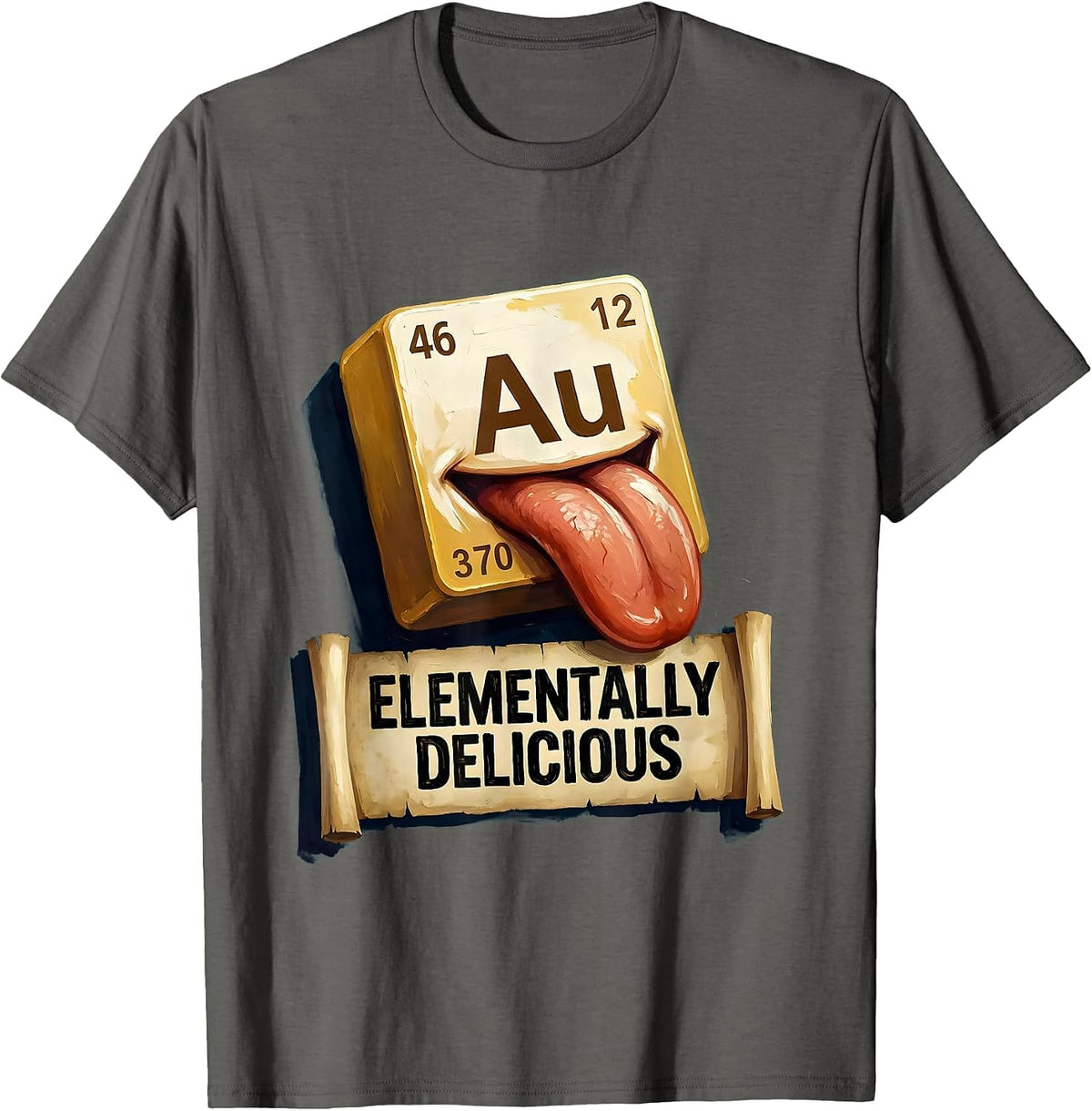 Can I Lick It Periodic Table Elementally Delicious T-Shirt - Asphalt Grey