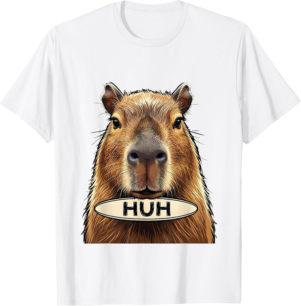 Men's Huh Funny Capybara Animal Meme Humor Video Games T-Shirt - White