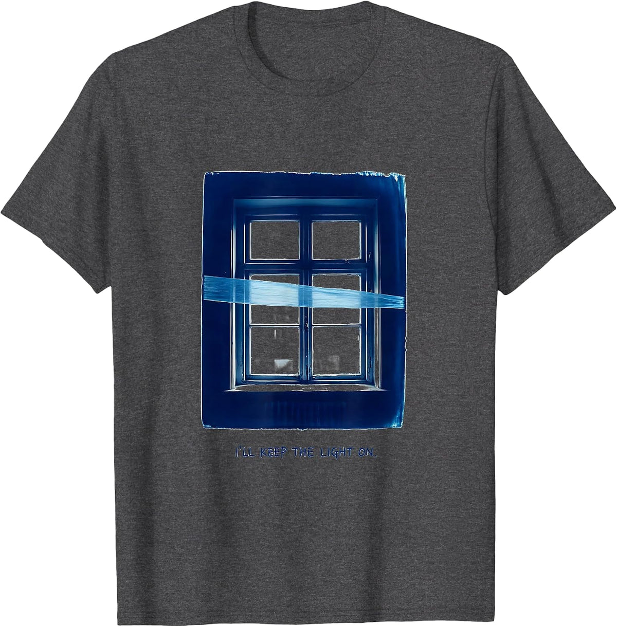 I'll Keep the Light On Thin Blue Line Police Support T-Shirt - Dark Heather Grey