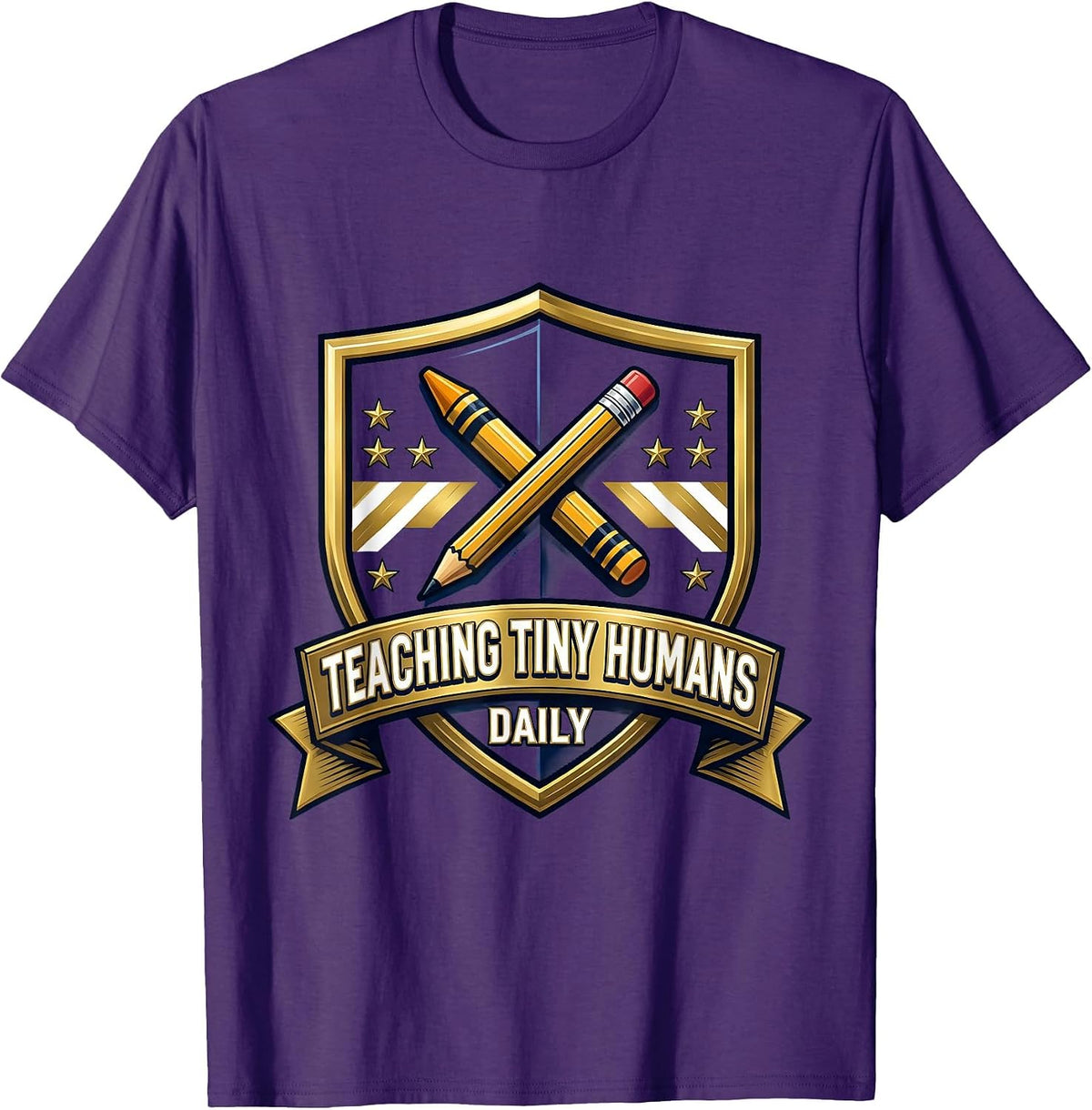 Teaching Tiny Humans Daily Prek Teacher Design T-Shirt - Purple