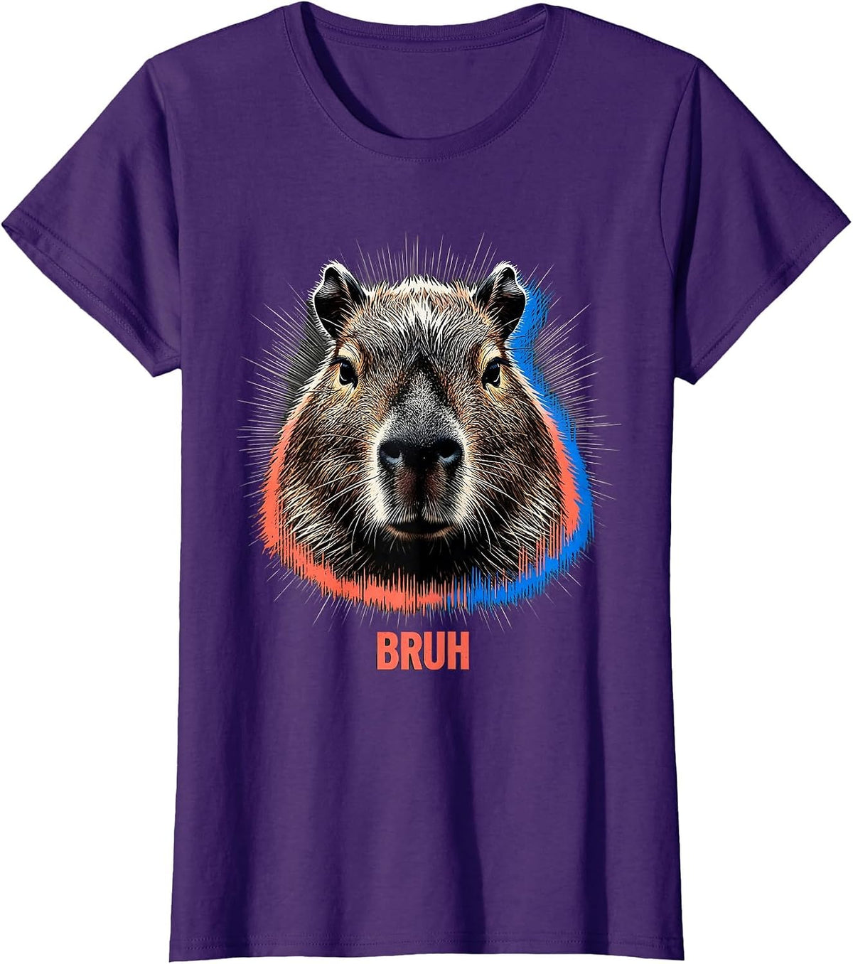 Women's Bruh Funny Capybara Animal Meme Humor Video Games T-Shirt - Purple
